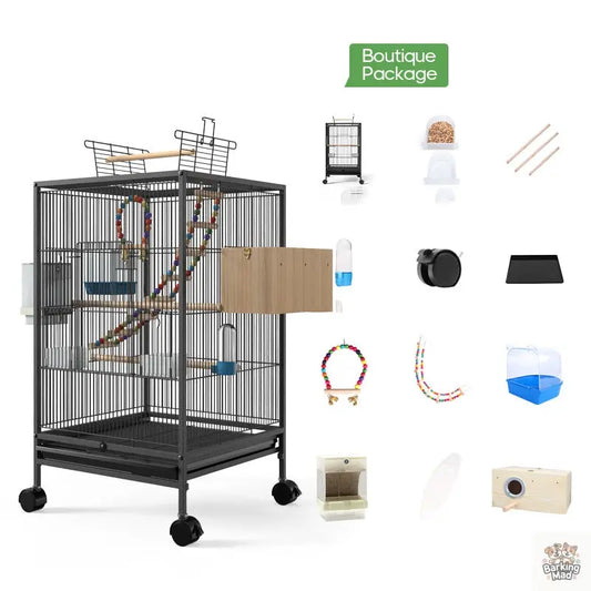 Parrot Xuanfeng Bird Cage With Feeder Toy Grass Nest Breeding Box Barking Mad
