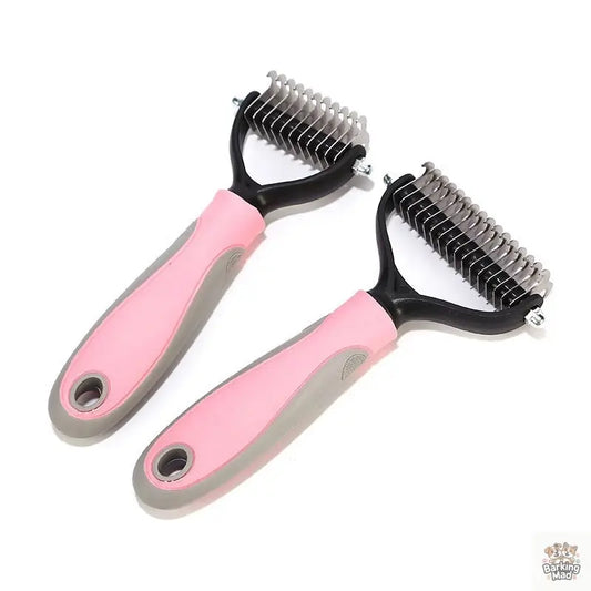 Stainless Double-sided Pet Brush Hair Removal Comb Grooming Dematting Dog Grooming Shedding Tools Barking Mad