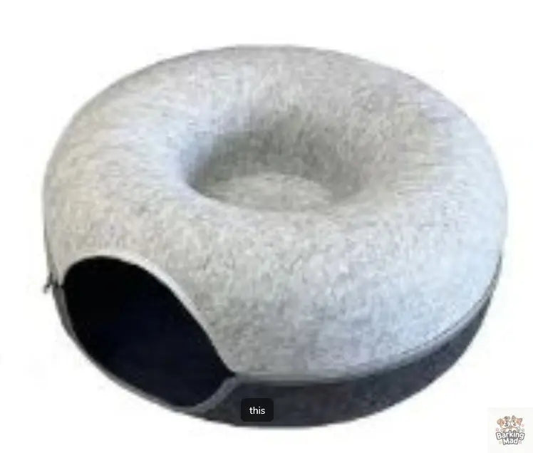 Four Seasons Available Cat Nest Round Woolen Felt Pet Dual-use Cat Nest Tunnel Interactive Training Toy Grey Felt Cat Nest - Barking Mad