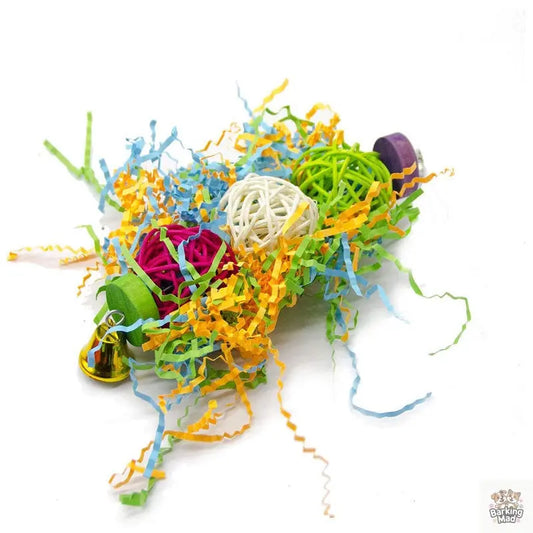 3pcs Bird Toy Parrot Gnawing Supplies Utensils Brushed Rattan Ball Grass Wooden Toys Barking Mad