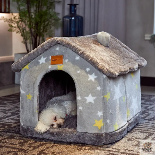 Foldable Dog House Pet Cat Bed Winter Dog Villa Sleep Kennel Removable Nest Warm Enclosed Cave Sofa Pets Supplies Barking Mad