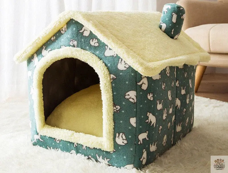 Foldable Dog House Pet Cat Bed Winter Dog Villa Sleep Kennel Removable Nest Warm Enclosed Cave Sofa Pets Supplies Barking Mad
