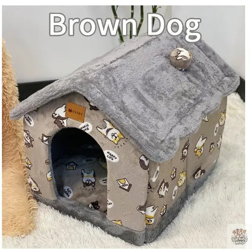 Foldable Dog House Pet Cat Bed Winter Dog Villa Sleep Kennel Removable Nest Warm Enclosed Cave Sofa Pets Supplies Barking Mad