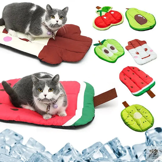Dog Cooling Mat Pet Beds Cat Rug Ice Silk Pet Self Cooling Pad Blanket Summer Washable Oxford Farbric Cooling Down Summer Fruit Barking Mad