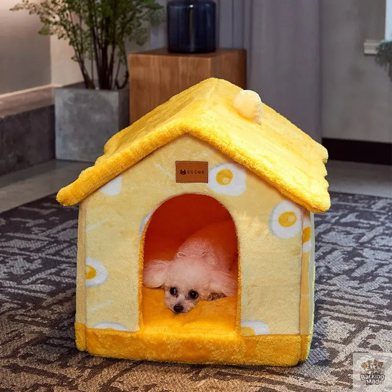 Foldable Dog House Pet Cat Bed Winter Dog Villa Sleep Kennel Removable Nest Warm Enclosed Cave Sofa Pets Supplies Barking Mad