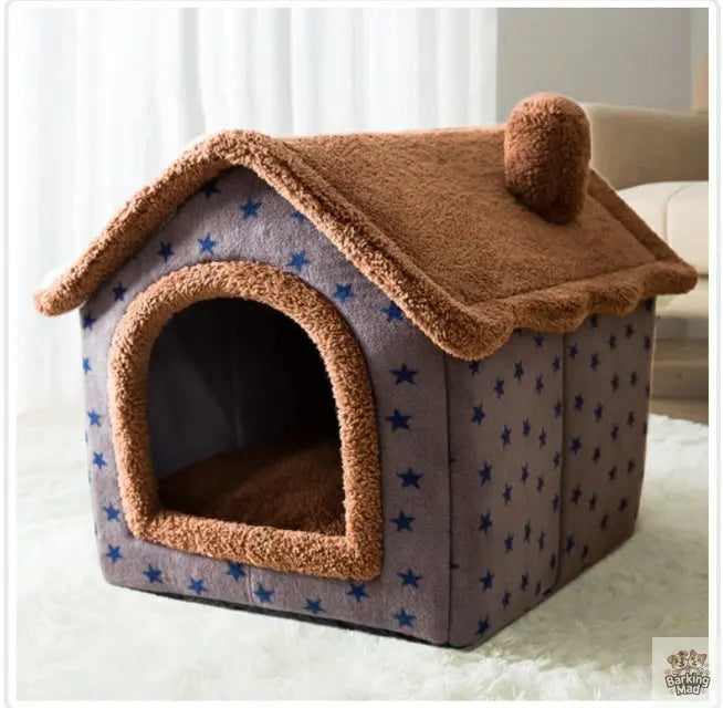 Foldable Dog House Pet Cat Bed Winter Dog Villa Sleep Kennel Removable Nest Warm Enclosed Cave Sofa Pets Supplies Barking Mad