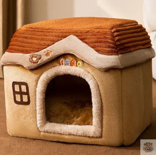 Foldable Dog House Pet Cat Bed Winter Dog Villa Sleep Kennel Removable Nest Warm Enclosed Cave Sofa Pets Supplies Barking Mad