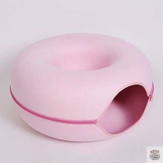 Four Seasons Available Cat Nest Round Woolen Felt Pet Dual-use Cat Nest Tunnel Interactive Training Toy Grey Felt Cat Nest - Barking Mad