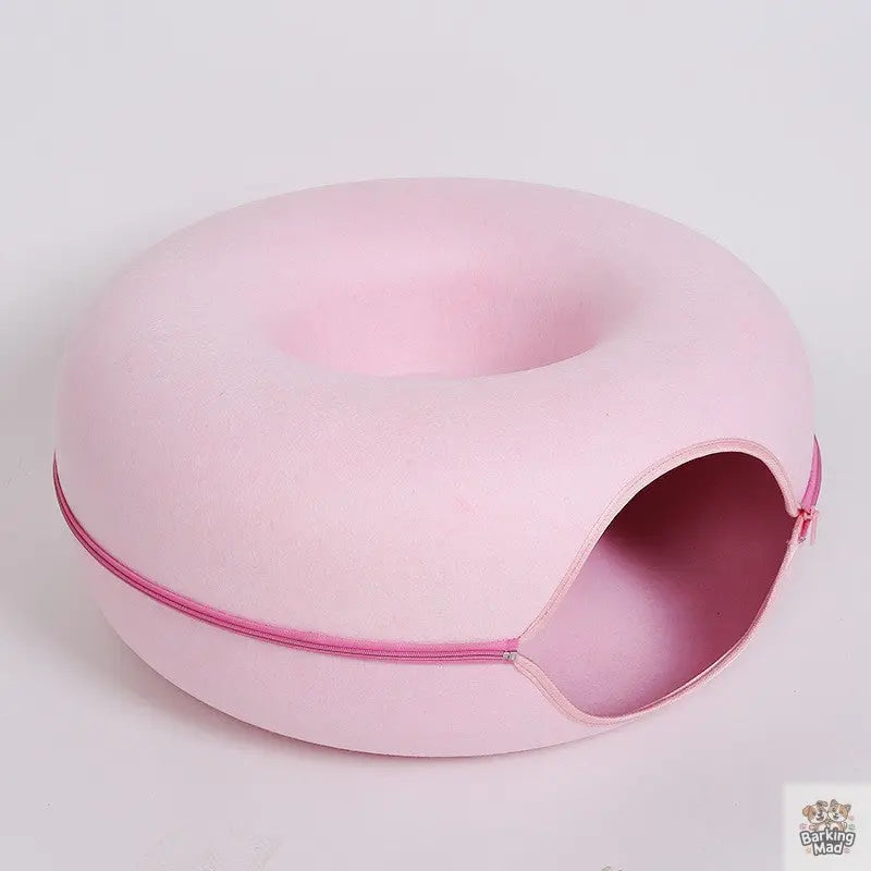 Four Seasons Available Cat Nest Round Woolen Felt Pet Dual-use Cat Nest Tunnel Interactive Training Toy Grey Felt Cat Nest - Barking Mad